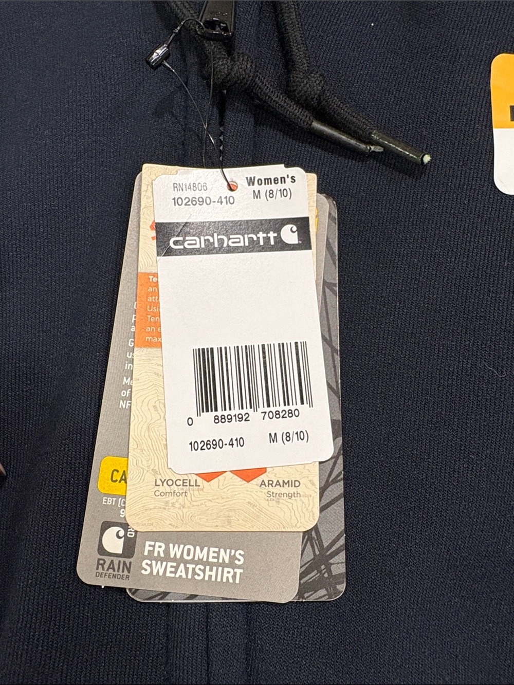 NWT Women’s Carhartt Rain Defender Hoodie with Flame Resistance - Picture 7 of 13